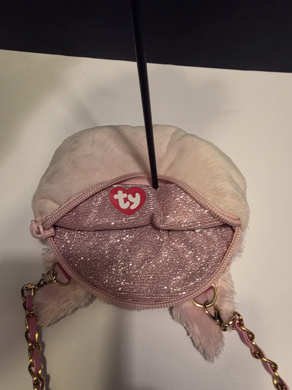 Ty Pink Plush Kitty Crossbody Bag with Glitter Ears